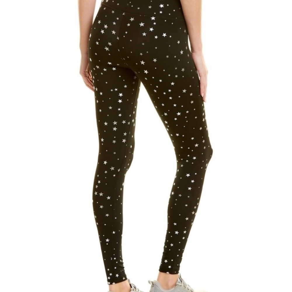 Terez - Black Silver Mini Star Foil UpLift Leggings - Size XLarge EUC